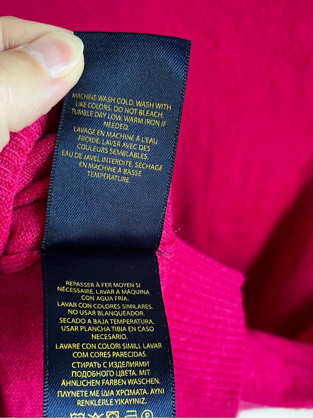 Polo by Ralph Lauren Crewneck Sweater Bright Pink Girls Wool Blend Medium 8/10 - Picture 5 of 8